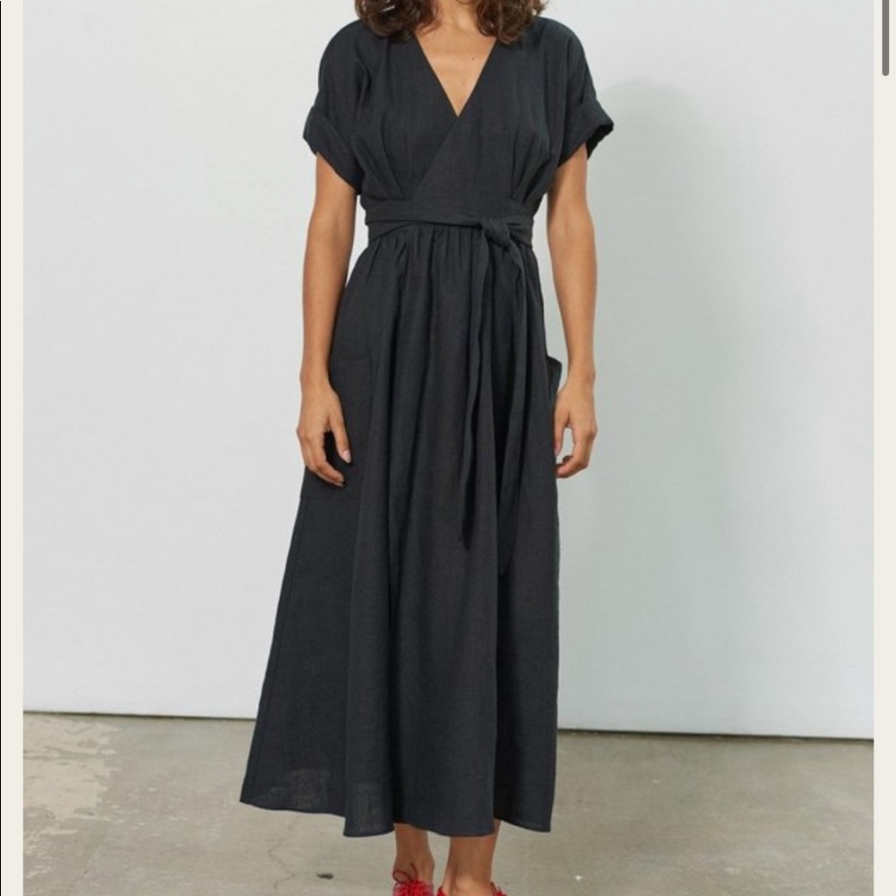 Mara Hoffman Black Ingrid Wrap Dress S